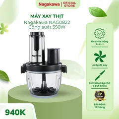 Máy Xay Thịt Đa Năng Nagakawa NAG0822 - 6 Chức Năng, Cối Thủy Tinh 2L, Động Cơ Mạnh Mẽ, Bảo Hành 12 Tháng, Tiện Dụng Trong Bếp