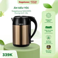 Ấm siêu tốc 2 lớp inox 304 Nagakawa NAG0315 (1.8L) - Ấm điện