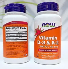 Viên Bổ Sung Vitamin D3 & K2 Now 120 Viên - Hỗ Trợ Xương Khớp Chắc Khỏe, Ngừa Loãng Xương, Nhập Mỹ