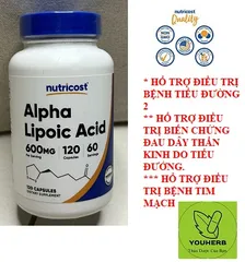 Alpha Lipoic Acid 600mg - Nutricost Hỗ Trợ Cân Bằng Đường Huyết, Giảm Đau Thần Kinh Ngoại Vi, Sản Phẩm Chất Lượng Mỹ