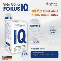 Viên Uống Bổ Não Quiris Fokus IQ (120 Viên) - Tăng Trí Nhớ, Hỗ Trợ Tập Trung & Giảm Stress - Sản Phẩm Chính Hãng Từ Đức