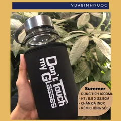 Bình thủy tinh Sportlife, Summer, Glass Plus 1000ml + tặng túi đi kèm