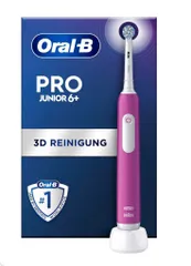 Bàn chải đánh răng điện Oral-B Pro Junior 6+ màu hồng tím - Bảo vệ nướu, 3 chương trình làm sạch, công nghệ sạc tiện lợi