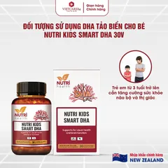 Viên DHA Tảo Biển Nutri Kids Smart DHA (30 Viên) - Bổ Sung Đầu Óc, Hỗ Trợ Phát Triển Thị Lực Cho Trẻ Nhỏ, Không Tanh, Thuần Chay