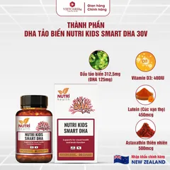 Viên DHA Tảo Biển Nutri Kids Smart DHA (30 Viên) - Bổ Sung Đầu Óc, Hỗ Trợ Phát Triển Thị Lực Cho Trẻ Nhỏ, Không Tanh, Thuần Chay