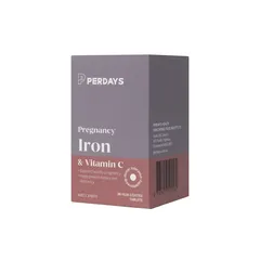 Viên Uống Sắt Hữu Cơ PERDAYS Cho Mẹ Bầu - Bổ Sung 24mg Sắt & 125mg Vitamin C - Lọ 30 Viên Giúp Ngăn Ngừa Thiếu Máu, Tăng Cường Miễn Dịch