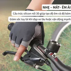 Găng Tay Hở Ngón Thể Thao Đạp Xe - Chống Sốc, Thiết Kế Ôm Tay, Phù Hợp Tập Gym và Thể Dục Ngoài Trời, Chống Trượt, Vải Thoáng Khí