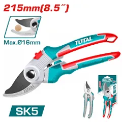Kéo Cắt Cành TOTAL THT0601 - Dài 220mm, Lưỡi Thép Carbon SK5 Sắc Bén, Tay Cầm Cao Su Chống Trượt - Dụng Cụ Làm Vườn Chính Hãng
