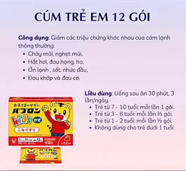 Bột giảm cảm cúm Taisho Pabron Kids cho bé 1-10 tuổi - Hỗ trợ giảm sốt, ho, sổ mũi - 12 gói hương trái cây dễ uống