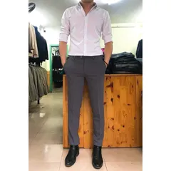 Quần Tây Nam Ôm Kiểu Hàn Quốc Xám Chất Vải Tuyết Mưa Kháng Nhăn Sang Trọng - Thời Trang Công Sở và Tiệc Tùng