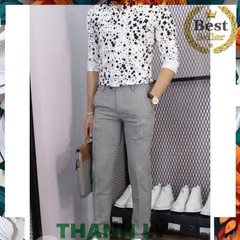 Quần Tây Nam Dáng Ôm Hàn Quốc Trắng Tiêu - Chất Vải Cotton Không Nhăn, Thời Trang Công Sở và Du Lịch