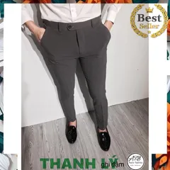 Quần Tây Nam Kiểu Hàn Quốc Dáng Ôm Xám Tiêu - Chất Vải Cotton Không Nhăn, Thời Trang Nam Công Sở, Tiệc, Du Lịch
