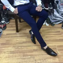 Quần Tây Nam Kiểu Hàn Quốc Dáng Ôm Xanh Than - Vải Tuyết Mưa Chống Nhăn, Thời Trang Công Sở Sang Trọng