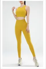 Bộ Đồ Tập Yoga Nữ Dệt Kim Có Đệm Chống Sốc Ngực - Áo Bra & Quần Lưng Cao Thoáng Mát, Thời Trang Thể Thao Cao Cấp