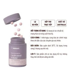 Viên Uống PERDAYS Bổ Sung Axit Folic & Vitamin B - Hỗ Trợ Thai Kỳ, Ngăn Ngừa Dị Tật Thai Nhi, 60 Viên