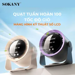 Quạt Để Bàn Màn Hình Kỹ Thuật Số SOKANY SKN - Quạt Turbine 100 Tốc Độ, Pin 4000mAh, Di Động Chất Lượng Cao