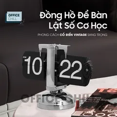 Đồng Hồ Để Bàn Lật Số Cơ Học Phong Cách Cổ Điển Vintage Office Chill - Trang Trí Sang Trọng Cho Không Gian Sống