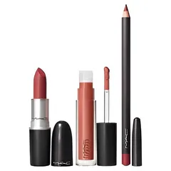 Bộ Son Lì Dưỡng MAC Amplified - Dark Opal, Son Bóng Lipglass Mocha Magic & Chì Kẻ Môi Brick O La - Set Cực Sang Chảnh cho Đôi Môi Quyến Rũ