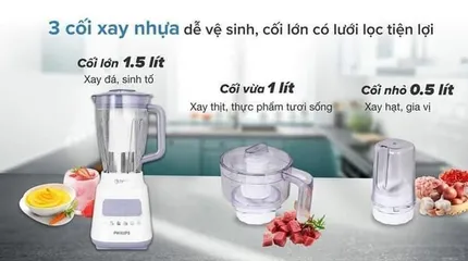 Máy Xay Sinh Tố Philips HR2223/00 - Công Suất 700W, Thiết Kế Hiện Đại, 5 Chế Độ Xay, Chất Liệu Nhựa Cao Cấp, Dung Tích 2 Lít