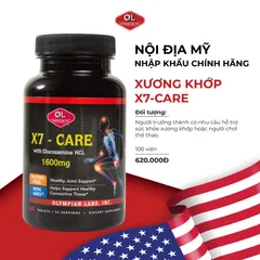 Viên uống Glucosamine X7 Care Olympian Labs 60 viên - Hỗ trợ sức khỏe xương khớp, sụn và đĩa đệm cho người lớn và vận động viên