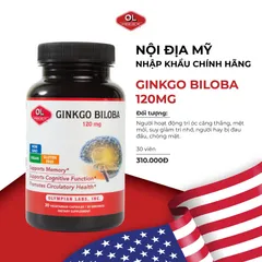 Viên uống Ginkgo Biloba 120mg Olympian Labs Mỹ - Hỗ trợ bổ não và tuần hoàn máu não, cải thiện trí nhớ hiệu quả