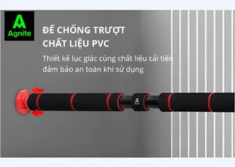 Thanh Tập Xà Đơn Treo Tường Gắn Cửa Agnite Chính Hãng - Khung Sắt Chịu Lực 100kg - Dụng Cụ Tập Gym Tại Nhà Nâng Cao Cơ Bắp