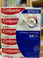 Kem đánh răng Colgate Total Advanced Whitening - Hàng nhập Mỹ, làm trắng, ngăn ngừa sâu răng và viêm nướu, 5 ống tiện lợi