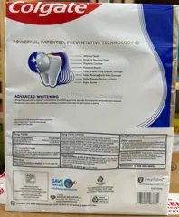 Kem đánh răng Colgate Total Advanced Whitening - Hàng nhập Mỹ, làm trắng, ngăn ngừa sâu răng và viêm nướu, 5 ống tiện lợi