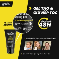 Gel vuốt tóc Got2b Ultra Glued 150ml - Giữ nếp lên đến 48h