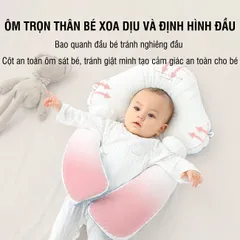 Gối Chữ U Cho Bé Sơ Sinh PÊ ĐAN - Gối Chống Giật Mình Định Hình Đầu Cotton & Lưới Thoáng Khí, Giấc Ngủ Ngon Với Thiết Kế Đa Năng
