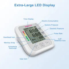 Máy Đo Huyết Áp Bắp Tay Jumper JPD-HA120 - Kết Nối Bluetooth, Màn Hình Lớn, Phát Hiện Nhịp Tim Bất Thường, Bộ Nhớ 99 Lần