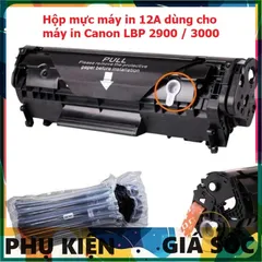 Hộp mực in Canon 12A LBP 2900/3000/303 - Cartridge chất lượng cao, sắc nét, có lỗ đổ mực, tương thích với nhiều máy in
