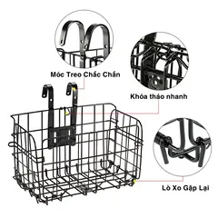 Giỏ Xe Đạp Gấp Gọn PÊ ĐAN - Chất Liệu Kim Loại Dày Chắc Chắn, Tiết Kiệm Không Gian, Dễ Lắp, Phụ Kiện Xe Đạp Hữu Ích
