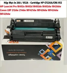 Hộp Mực In 26A / 052A - Cartridge HP CF226A/CRG 052 cho Máy HP LaserJet Pro và Canon LBP, Chất Lượng In Rõ Nét, Thân Thiện Môi Trường