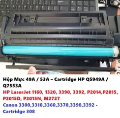 Hộp Mực In 49A / 53A - Cartridge HP Q5949A / Q7553A cho Máy In LaserJet HP và Canon, Chất Lượng Cao, Tiết Kiệm Chi Phí