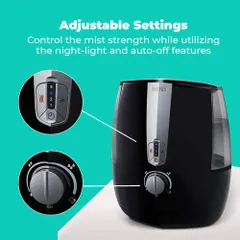 Máy Tạo Ẩm Siêu Âm HoMedics UHE-WM16 - Phun Sương Nóng Lạnh, Bình 5.2L, Chạy Liên Tục 65 Giờ, Công Nghệ Siêu Ấm, Tích Hợp Đèn Ngủ