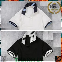 Áo phông Polo Nam Cổ Bẻ Kẻ Chéo Đen/Trắng - Chất Thun Cotton Mềm Mát, Dáng Năng Động, Phong Cách trẻ trung