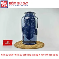 Lọ Hoa Men Hỏa Biến Dáng Thạp Vẽ Sen Gốm Sứ G&T - Nghệ Thuật Trang Trí Nội Thất Cao Cấp Bát Tràng 30cm