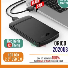 Hộp Đựng Ổ Cứng 2.5 inch ORICO 2020U3 Đen - HDD Box SATA 3 USB 3.0 Tốc Độ Cao, Chống Va Đập, Tương Thích Windows và Mac OS