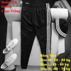 Quần Jogger Thể Thao Nỉ Unisex 3 Sọc Trắng - Thời Trang Nam Nữ Đẹp, Dễ Phối Đồ, Phong Cách Năng Động (40-86kg)