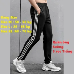 Quần Jogger Thể Thao Nỉ Unisex 3 Sọc Trắng - Thời Trang Nam Nữ Đẹp, Dễ Phối Đồ, Phong Cách Năng Động (40-86kg)