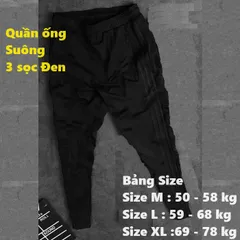 Quần Jogger Thể Thao Nỉ Suông 3 Sọc Đen Unisex - Phong Cách Thể Thao, Dễ Phối Đồ Cho Nam Nữ (40-86kg)