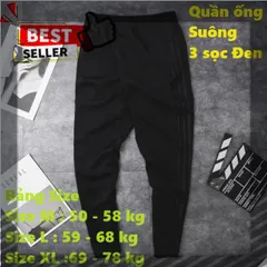Quần Jogger Thể Thao Nỉ Suông 3 Sọc Đen Unisex - Phong Cách Thể Thao, Dễ Phối Đồ Cho Nam Nữ (40-86kg)