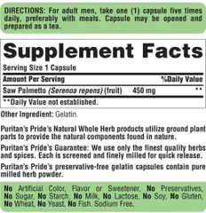 Viên uống Saw Palmetto 450mg Puritan’s Pride 200 viên - Hỗ trợ sức khỏe tuyến tiền liệt và chức năng tiểu tiện tự nhiên