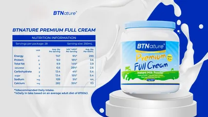 Sữa Tươi Nguyên Kem Dạng Bột BTNature 1kg - Sữa Dinh Dưỡng Chuẩn Úc, Giàu Đạm và Canxi, Tiện Lợi Cho Gia Đình
