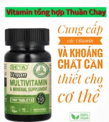 Viên Uống Vitamin Tổng Hợp Vegan DEVA - 90 Viên, Bổ Sung Vitamin & Khoáng Chất Thiết Yếu, Không Động Vật, Chứng Nhận Thuần Chay