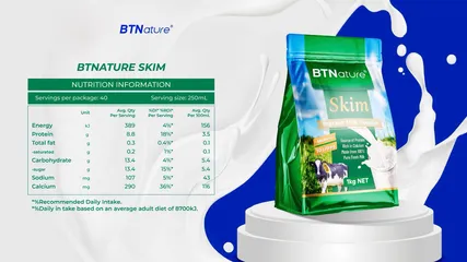 Sữa Tươi Tách Béo BTNature 1KG - Dinh Dưỡng Thể Hình, Bột Tiện Lợi, Hỗ Trợ Tái Tạo Cơ Bắp, Ít Béo, Không Đường, Hương Vị Thanh Nhẹ