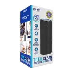 Máy Lọc Không Khí Mini HoMedics AP-P60-BK - Công Nghệ HEPA 360 Độ & Tiêu Diệt Vi Khuẩn UV-C - Thiết Kế Nhỏ Gọn Cho Xe Hơi Và Không Gian Nhỏ