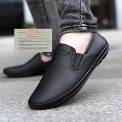 Giầy Lười Nam Da PU Đen Chất Lượng Cao - Giày Sục êm chân Thời Trang Năng Động Dành Cho Giới Trẻ
