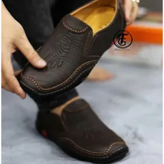 Giày Lười Nam Da PU Dập Vân Sang Trọng, Đế Khâu 2 Lớp Siêu Bền Thời Trang Dễ Phối Đồ